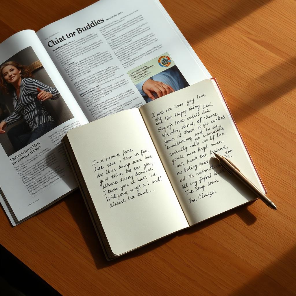 A hardcover notebook with a fountain pen resting beside it